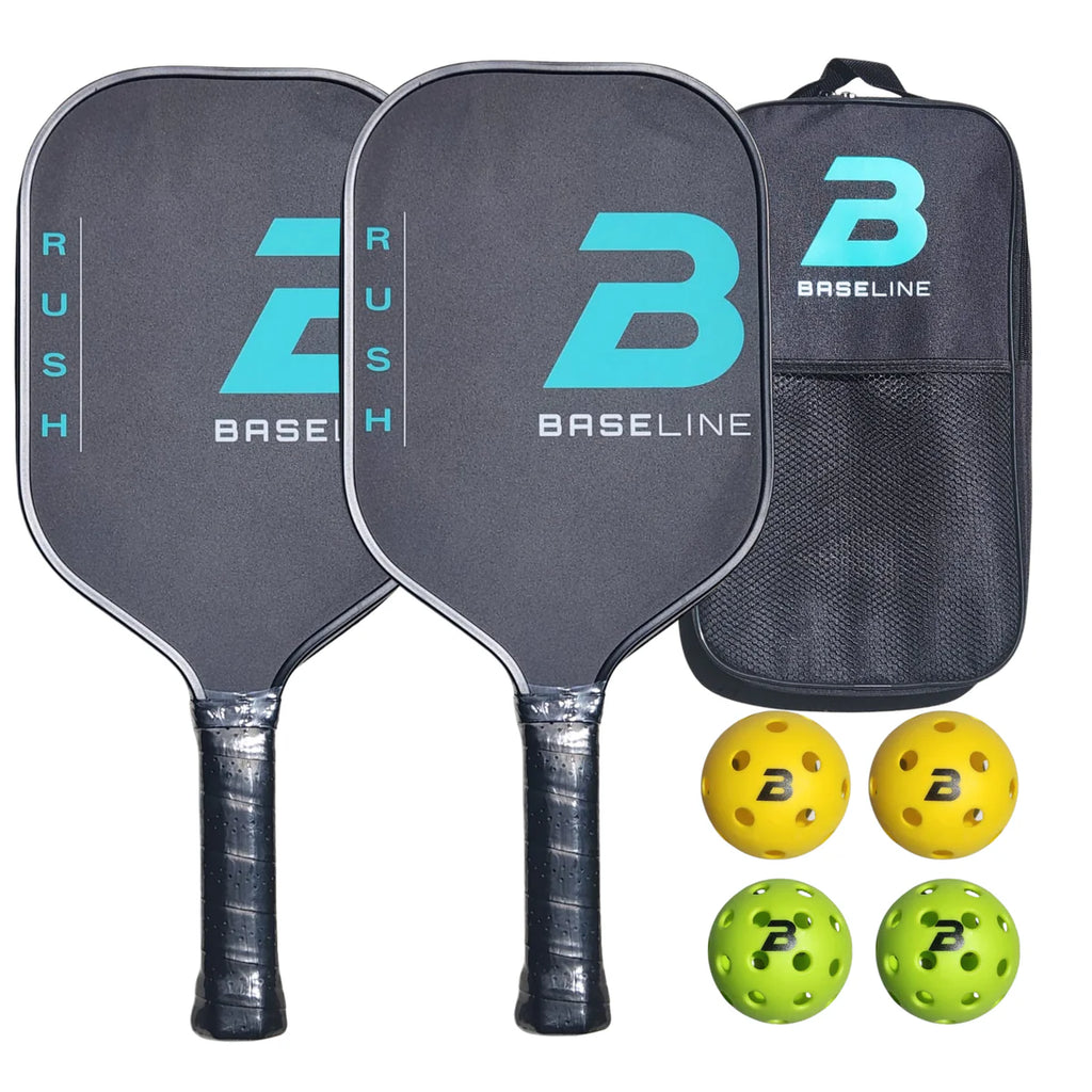 Baseline Fiberglass Pickleball Paddle Set – 2 Paddles + Balls + Bag
