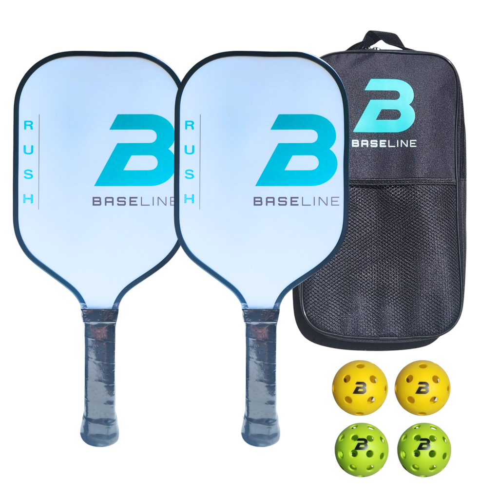 Baseline Fiberglass Pickleball Paddle Set – 2 Paddles + Balls + Bag