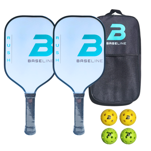 Baseline Fiberglass Pickleball Paddle Set – 2 Paddles + Balls + Bag